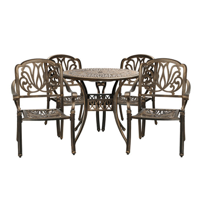 Livsip Outdoor Furniture 5 Piece Dining Set Chairs Table Bistro Set Patio Garden-Outdoor Dining Sets-PEROZ Accessories