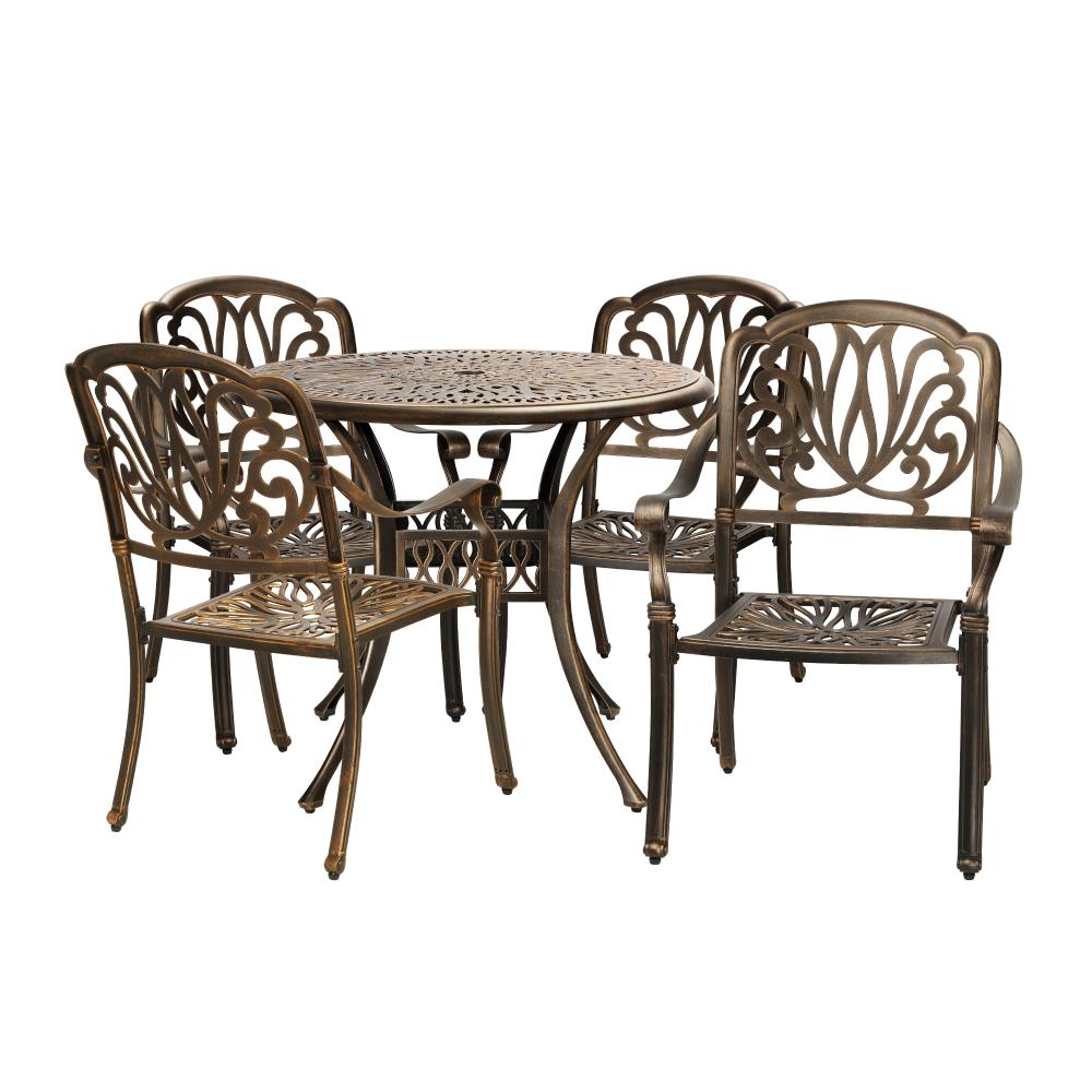 Livsip Outdoor Furniture 5 Piece Dining Set Chairs Table Bistro Set Patio Garden-Outdoor Dining Sets-PEROZ Accessories