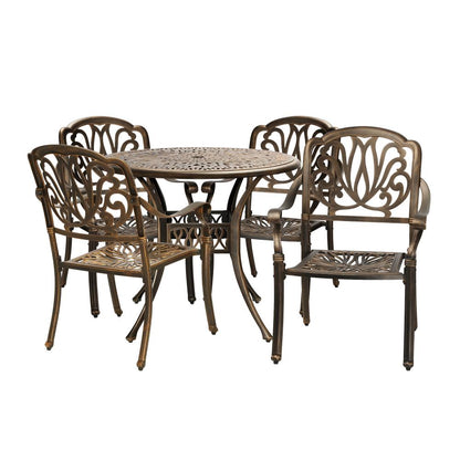 Livsip Outdoor Furniture 5 Piece Dining Set Chairs Table Bistro Set Patio Garden-Outdoor Dining Sets-PEROZ Accessories