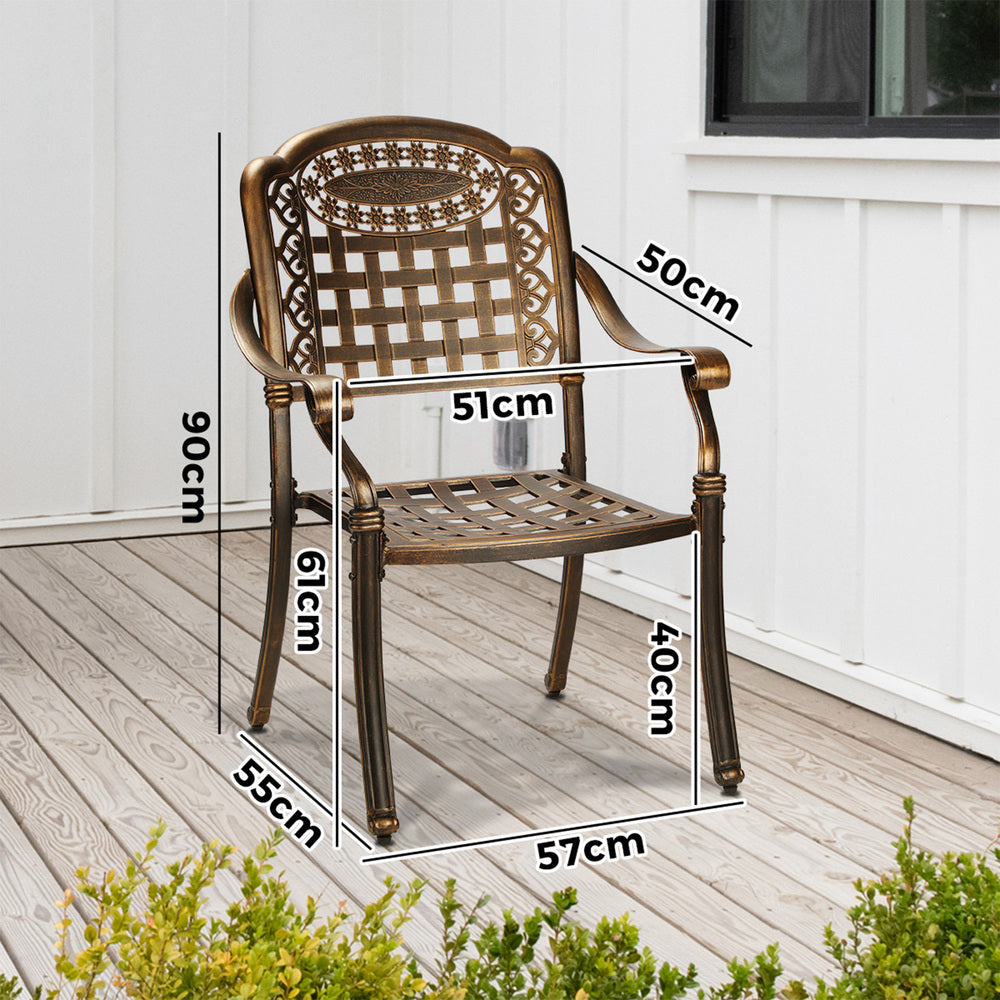 Livsip Outdoor Furniture Dining Chairs Cast Aluminium Garden Patio Chairs x2-Outdoor Dining Sets-PEROZ Accessories