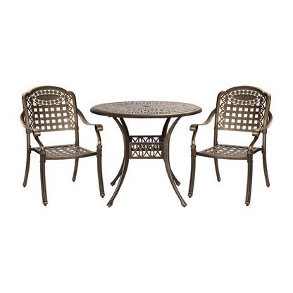 Livsip 3 Piece Outdoor Dining Chairs Bistro Set Cast Aluminium Patio Furniture-Outdoor Dining Sets-PEROZ Accessories