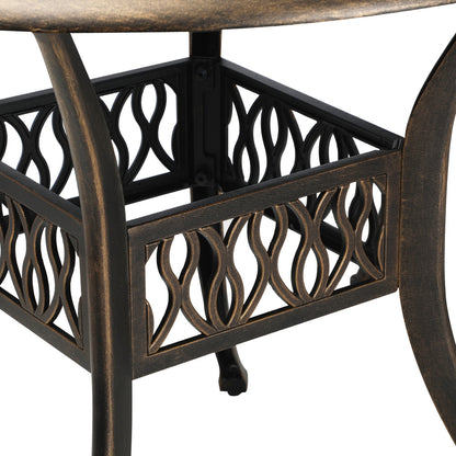 Livsip Garden Table Bronze Cast Aluminium Outdoor Patio Dining Side Table 75cm-Outdoor Dining Sets-PEROZ Accessories