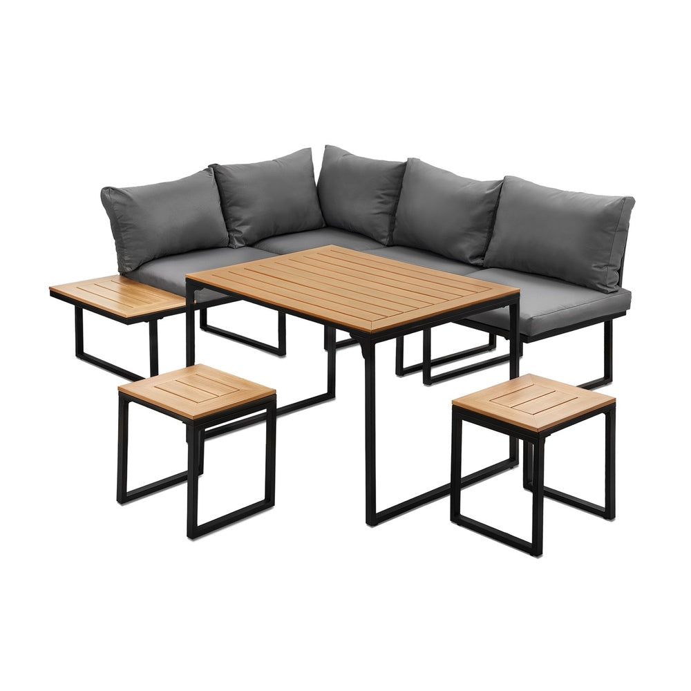 Livsip 6 Seater Outdoor Dining Sofa Set Lounge Furniture Grey-Outdoor Dining Set-PEROZ Accessories