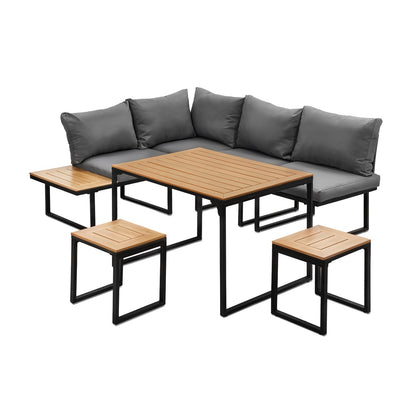 Livsip 6 Seater Outdoor Dining Sofa Set Lounge Furniture Grey-Outdoor Dining Set-PEROZ Accessories