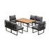 Livsip 6 Seater Outdoor Dining Sofa Set with Cushions Grey-Outdoor Dining Set-PEROZ Accessories