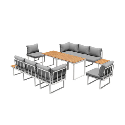Livsip 8 Seater Outdoor Dining Set Sofa Side Table Furniture White-Outdoor Dining Set-PEROZ Accessories