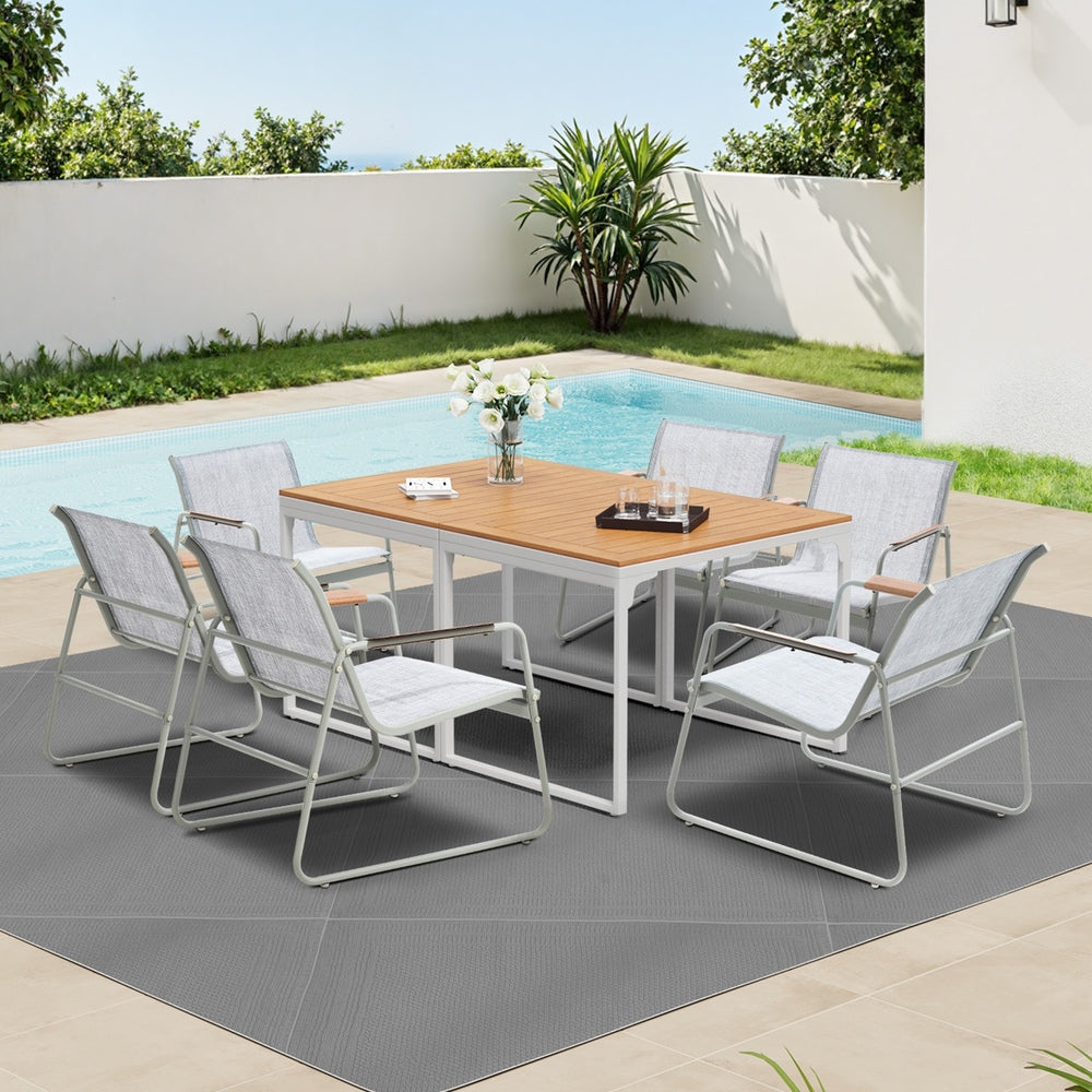 Livsip 6 Seater Outdoor Dining Set Patio Table Chairs Furniture-Outdoor Dining Set-PEROZ Accessories