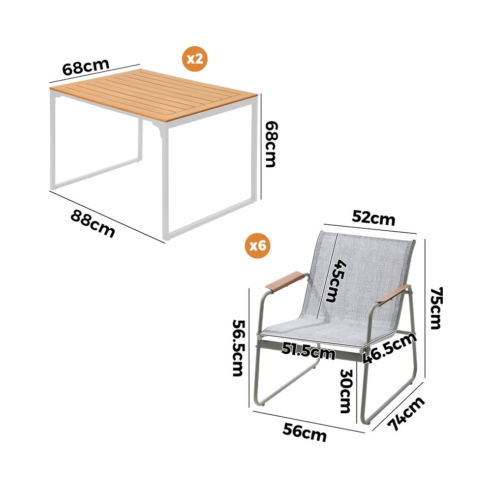 Livsip 6 Seater Outdoor Dining Set Patio Table Chairs Furniture-Outdoor Dining Set-PEROZ Accessories