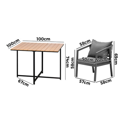 Livsip 4 Seater Outdoor Dining Set Garden Table Chairs Setting-Outdoor Dining Sets-PEROZ Accessories