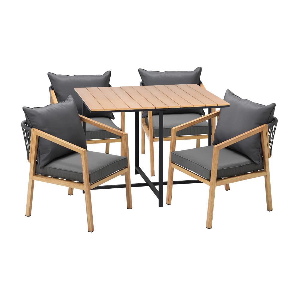 Livsip 5PCS Outdoor Patio Set Table&amp;Armchair Dining Set-Outdoor Dining Sets-PEROZ Accessories