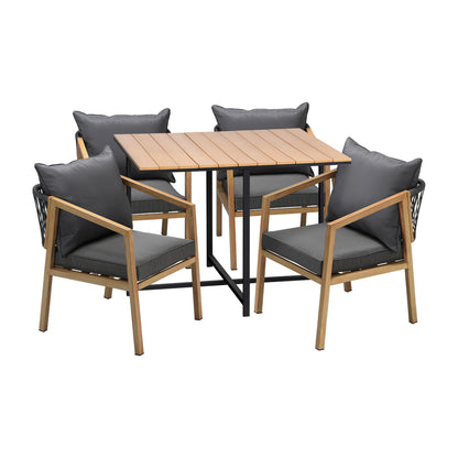 Livsip 5PCS Outdoor Patio Set Table&amp;Armchair Dining Set-Outdoor Dining Sets-PEROZ Accessories