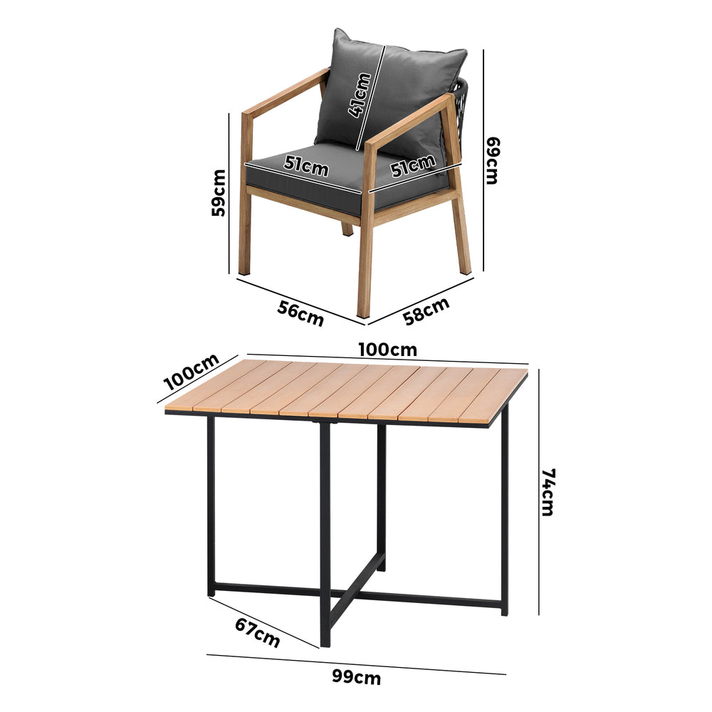 Livsip 5PCS Outdoor Patio Set Table&amp;Armchair Dining Set-Outdoor Dining Sets-PEROZ Accessories