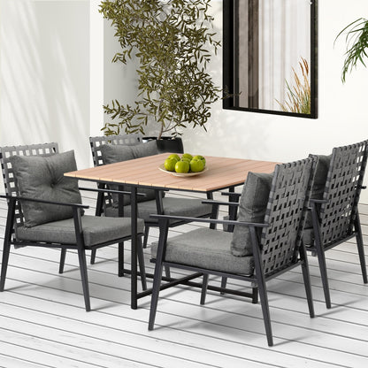 Livsip 5PCS Outdoor Dining Set Wood-plastic Table and Rattan Chairs-Outdoor Dining Set-PEROZ Accessories
