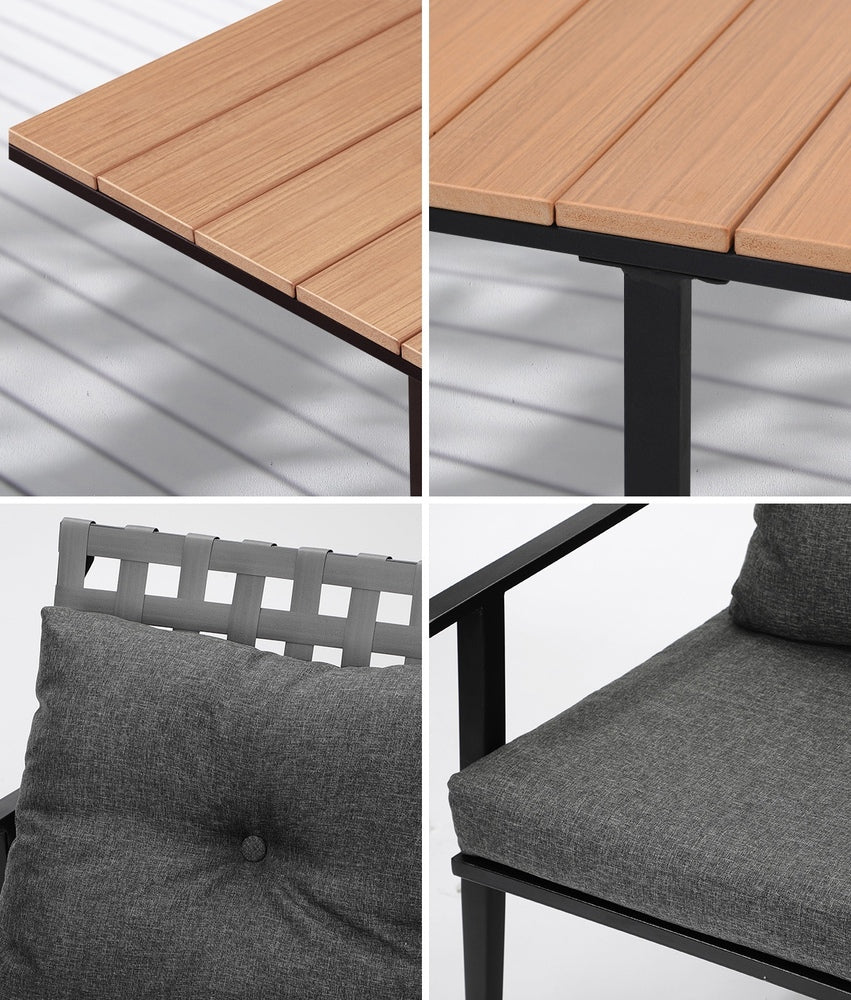 Livsip 5PCS Outdoor Dining Set Wood-plastic Table and Rattan Chairs-Outdoor Dining Set-PEROZ Accessories