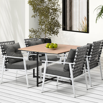 Livsip Outdoor Dining Set Rattan White Chairs Setting 5PC-Outdoor Dining Set-PEROZ Accessories