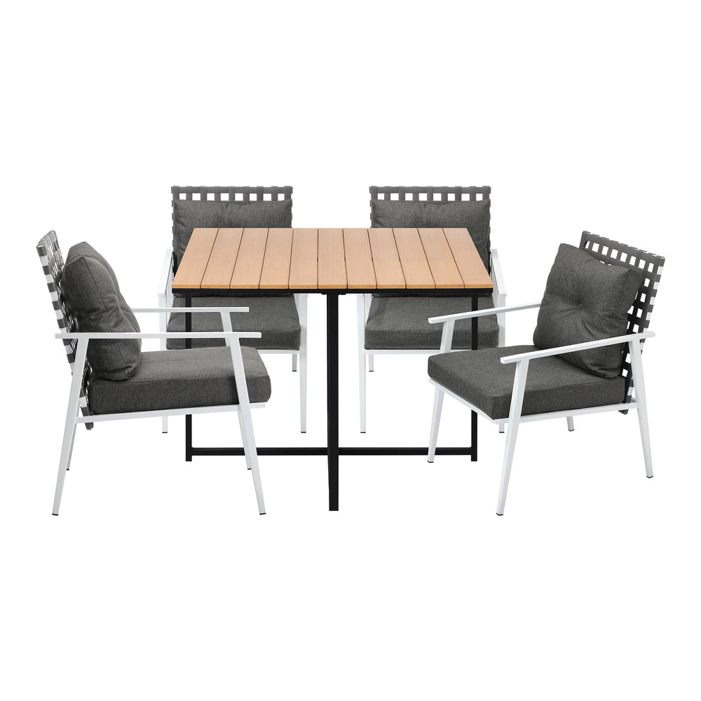 Livsip Outdoor Dining Set Rattan White Chairs Setting 5PC-Outdoor Dining Set-PEROZ Accessories