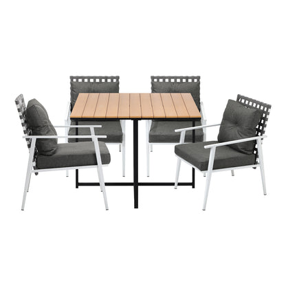 Livsip Outdoor Dining Set Rattan White Chairs Setting 5PC-Outdoor Dining Set-PEROZ Accessories