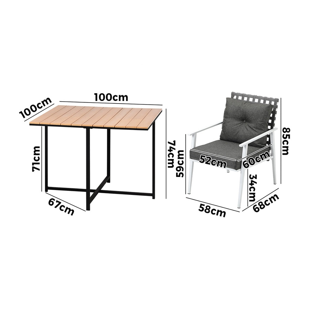 Livsip Outdoor Dining Set Rattan White Chairs Setting 5PC-Outdoor Dining Set-PEROZ Accessories