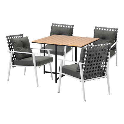 Livsip Outdoor Dining Set Rattan White Chairs Setting 5PC-Outdoor Dining Set-PEROZ Accessories
