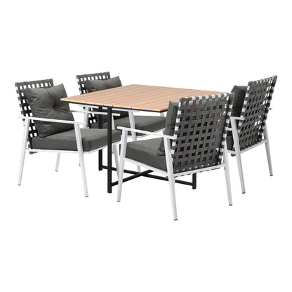 Livsip Outdoor Dining Set Rattan White Chairs Setting 5PC-Outdoor Dining Set-PEROZ Accessories