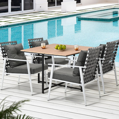 Livsip Outdoor Dining Set Rattan White Chairs Setting 5PC-Outdoor Dining Set-PEROZ Accessories