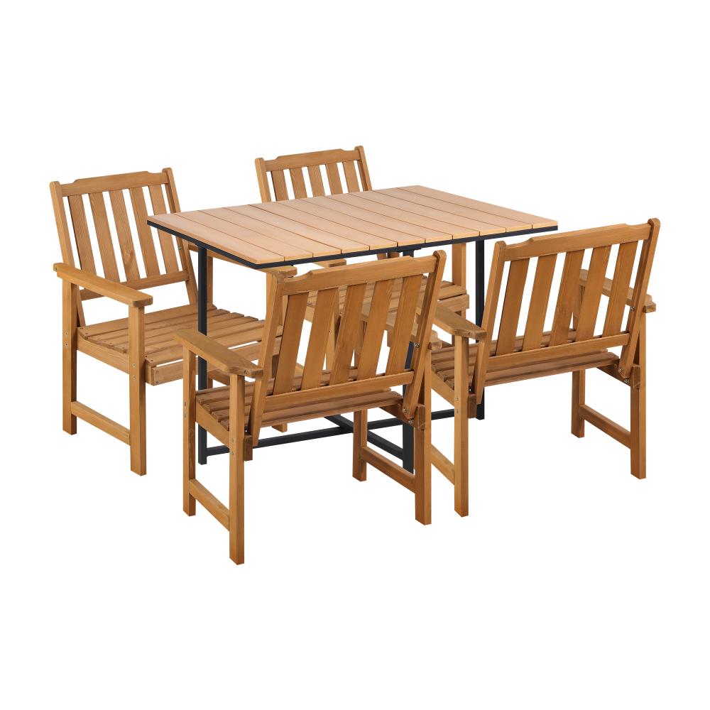 Livsip 4 Seater Outdoor Dining Set Table&amp;Wood Chairs-Outdoor Dining Sets-PEROZ Accessories
