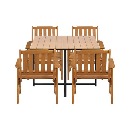 Livsip 4 Seater Outdoor Dining Set Table&amp;Wood Chairs-Outdoor Dining Sets-PEROZ Accessories