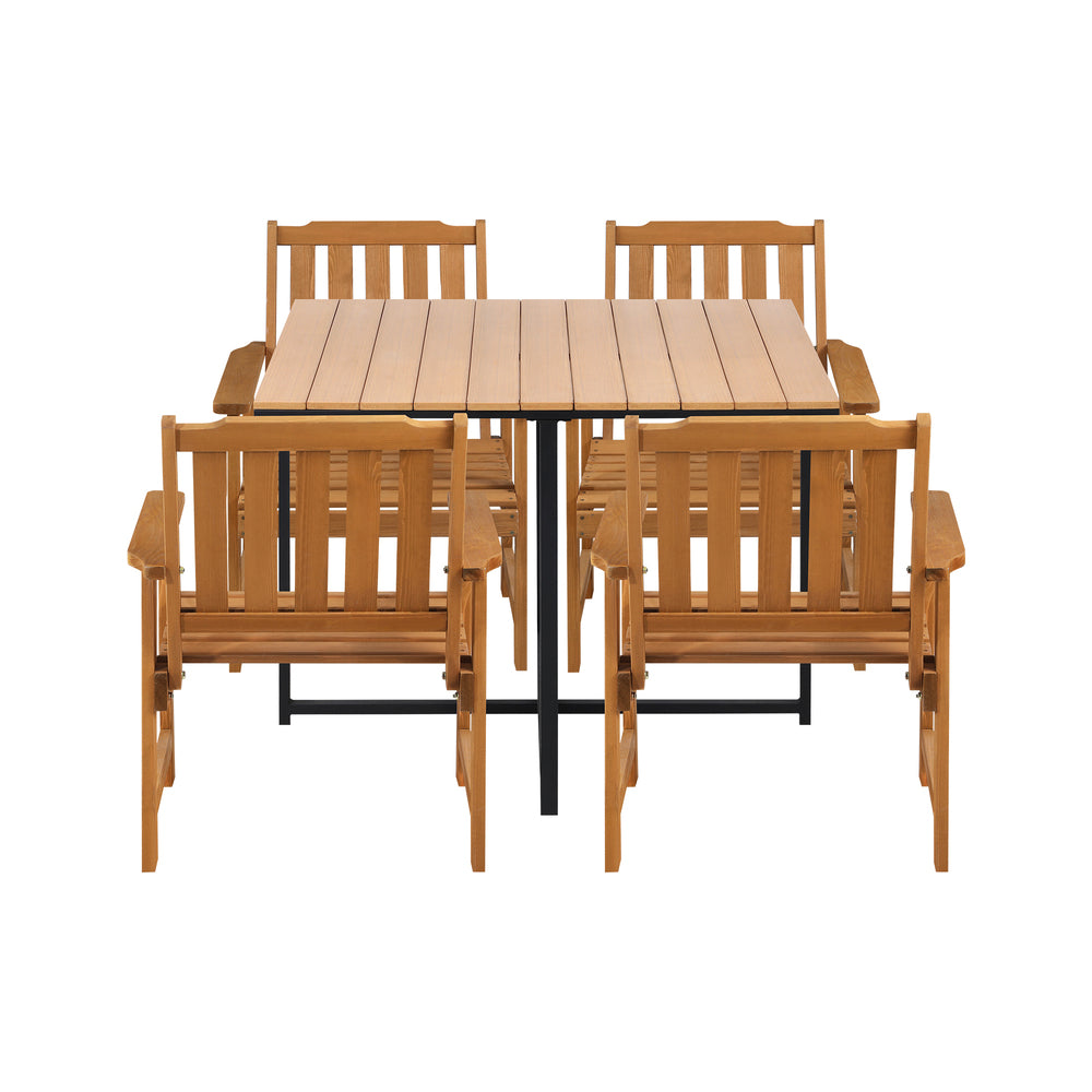 Livsip 4 Seater Outdoor Dining Set Table&amp;Wood Chairs-Outdoor Dining Sets-PEROZ Accessories