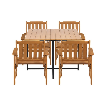 Livsip 4 Seater Outdoor Dining Set Table&amp;Wood Chairs-Outdoor Dining Sets-PEROZ Accessories