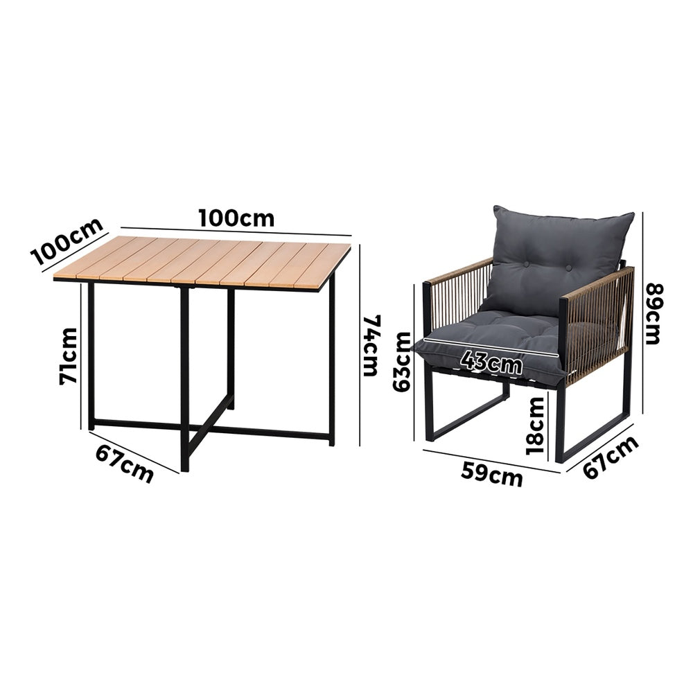 Livsip Outdoor Dining Set Wood-Plastic Table 4 Seater-Outdoor Dining Sets-PEROZ Accessories