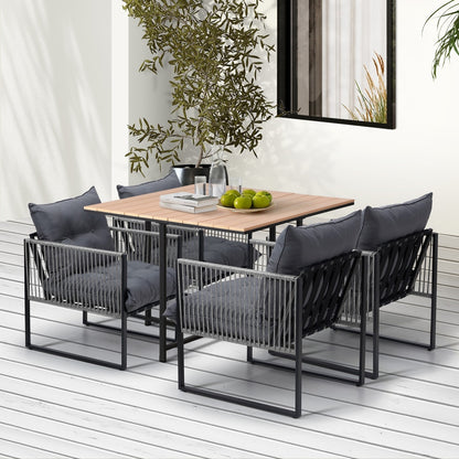 Livsip 5PCS Outdoor Dining Set Garden Table Chairs with Cushions-Outdoor Dining Set-PEROZ Accessories