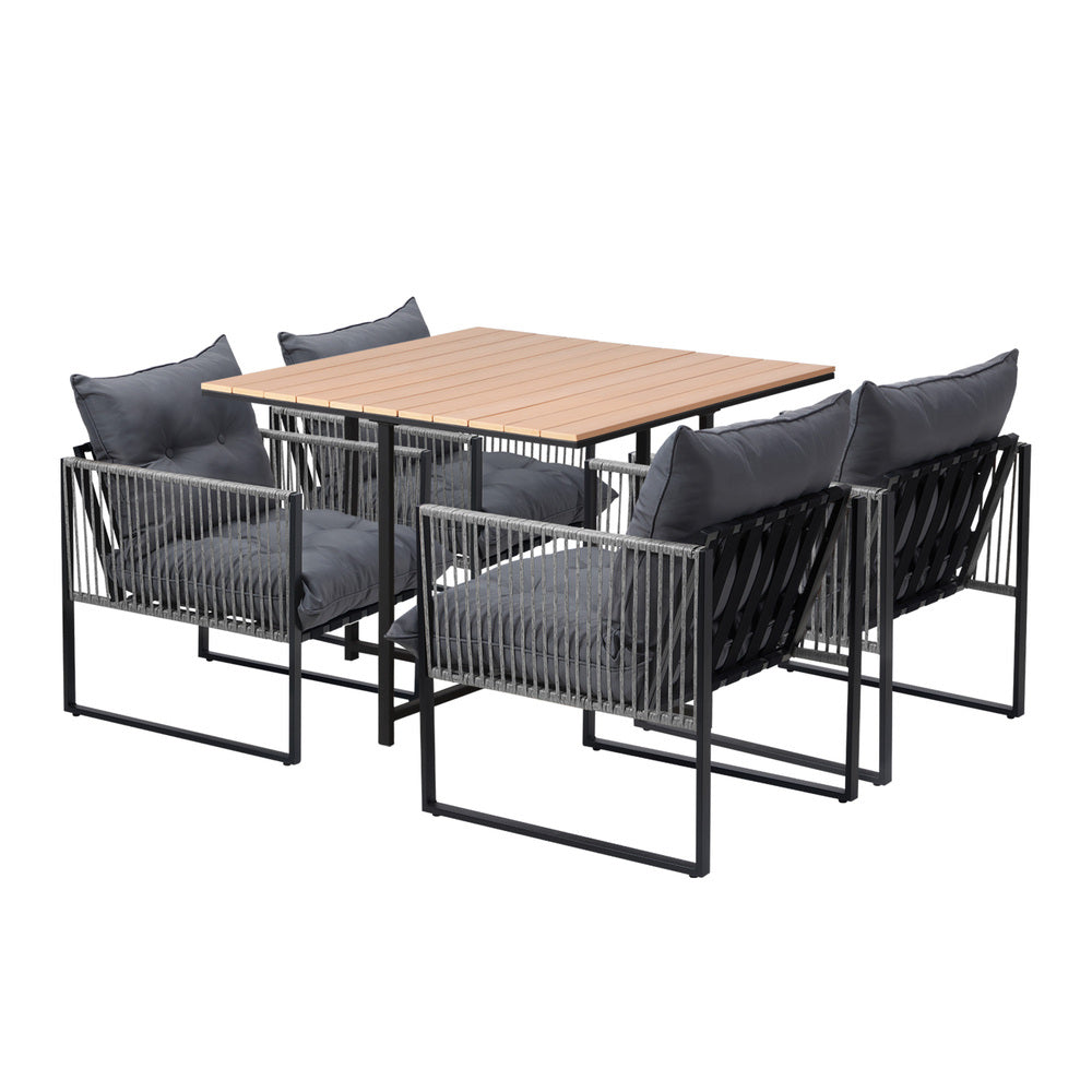 Livsip 5PCS Outdoor Dining Set Garden Table Chairs with Cushions-Outdoor Dining Set-PEROZ Accessories