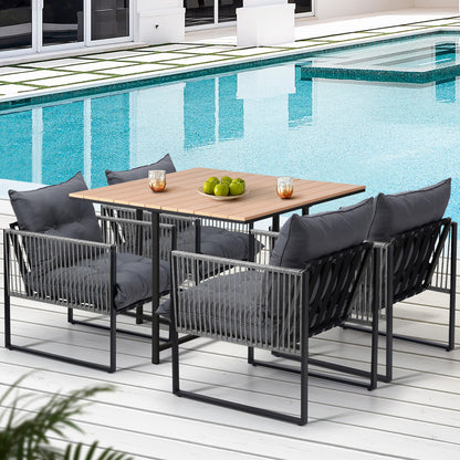 Livsip 5PCS Outdoor Dining Set Garden Table Chairs with Cushions-Outdoor Dining Set-PEROZ Accessories