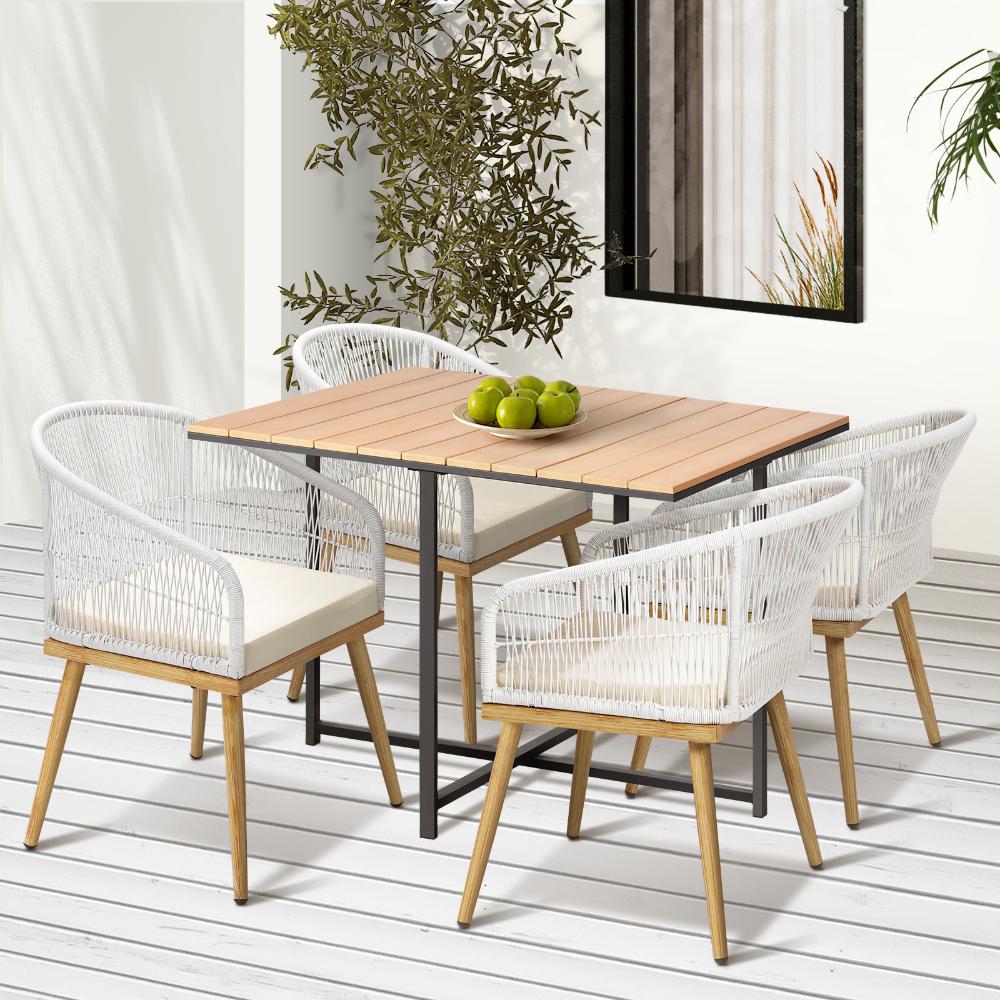 Livsip Outdoor Dining Set Table&amp;Chairs 5 Pieces-Outdoor Dining Sets-PEROZ Accessories