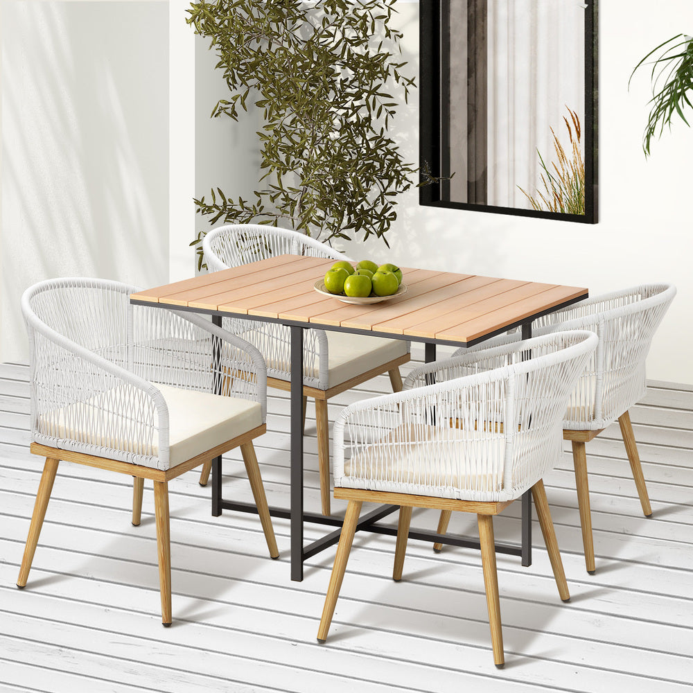 Livsip Outdoor Dining Set Table&amp;Chairs 5 Pieces-Outdoor Dining Sets-PEROZ Accessories
