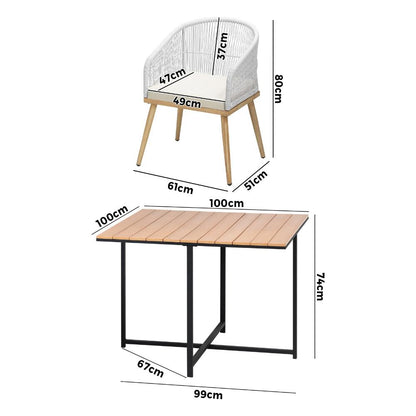 Livsip Outdoor Dining Set Table&amp;Chairs 5 Pieces-Outdoor Dining Sets-PEROZ Accessories