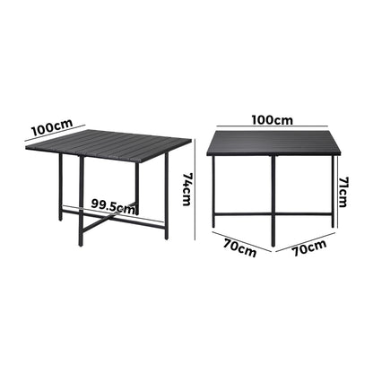Livsip Outdoor Dining Table Black Wood-Plastic-Outdoor Dining Set-PEROZ Accessories