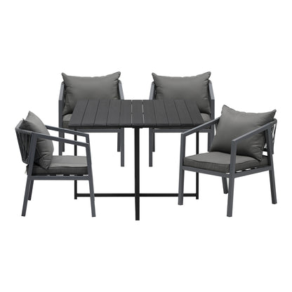 Livsip Outdoor Dining Set Garden Balck Table Setting 4 Seater-Outdoor Dining Set-PEROZ Accessories