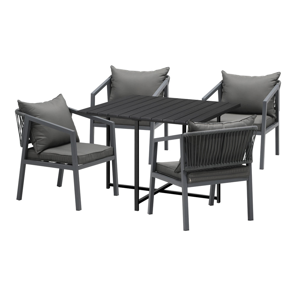Livsip Outdoor Dining Set Garden Balck Table Setting 4 Seater-Outdoor Dining Set-PEROZ Accessories