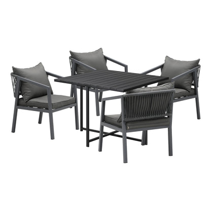 Livsip Outdoor Dining Set Garden Balck Table Setting 4 Seater-Outdoor Dining Set-PEROZ Accessories