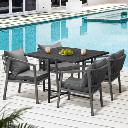 Livsip Outdoor Dining Set Garden Balck Table Setting 4 Seater-Outdoor Dining Set-PEROZ Accessories