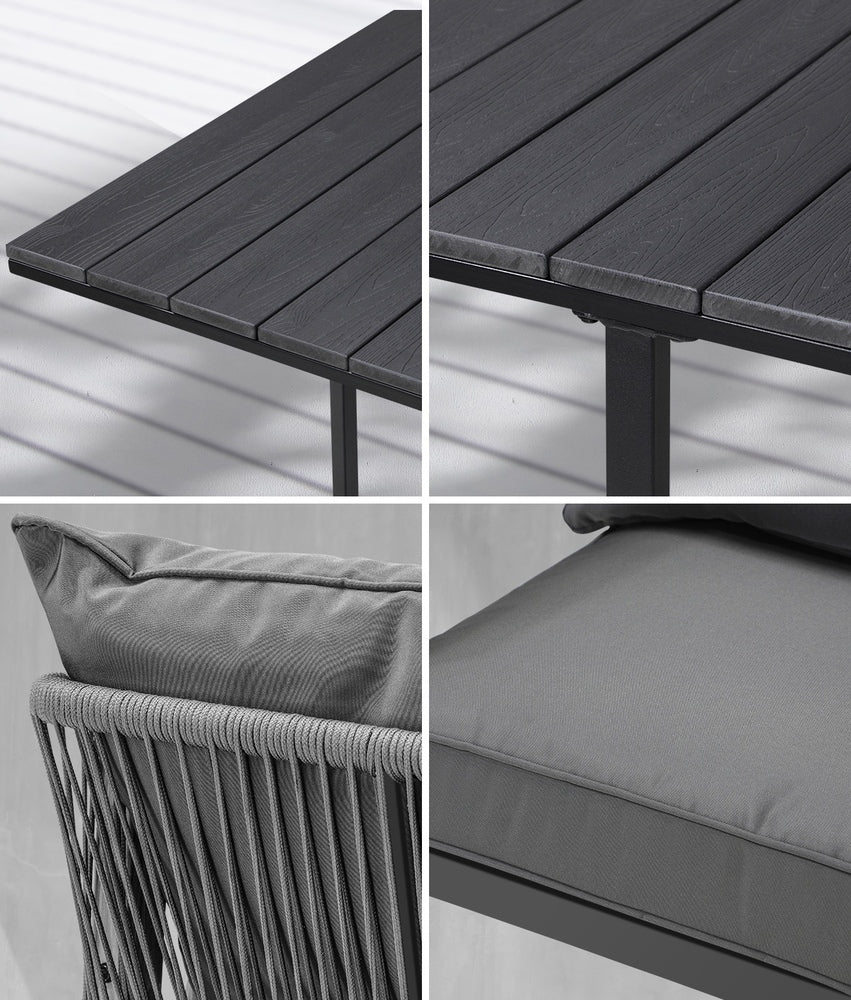 Livsip Outdoor Dining Set Garden Balck Table Setting 4 Seater-Outdoor Dining Set-PEROZ Accessories