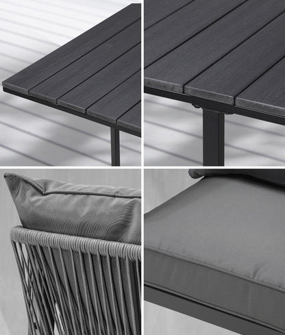 Livsip Outdoor Dining Set Garden Balck Table Setting 4 Seater-Outdoor Dining Set-PEROZ Accessories