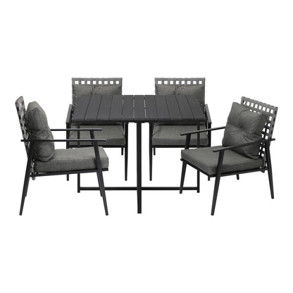 Livsip 5PCS Outdoor Dining Set Black Table and Rattan Chairs-Outdoor Dining Set-PEROZ Accessories