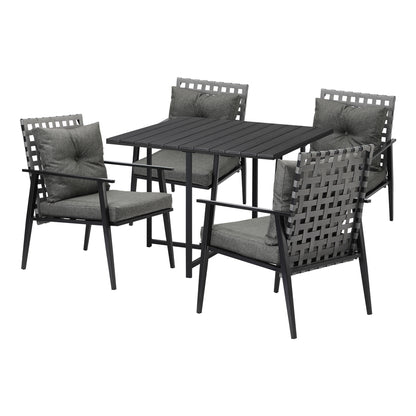 Livsip 5PCS Outdoor Dining Set Black Table and Rattan Chairs-Outdoor Dining Set-PEROZ Accessories