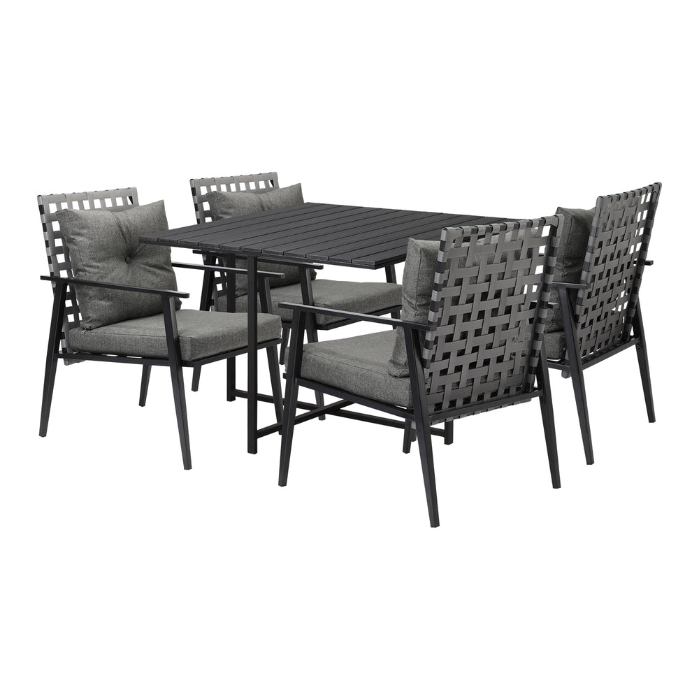 Livsip 5PCS Outdoor Dining Set Black Table and Rattan Chairs-Outdoor Dining Set-PEROZ Accessories