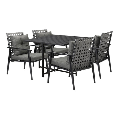 Livsip 5PCS Outdoor Dining Set Black Table and Rattan Chairs-Outdoor Dining Set-PEROZ Accessories
