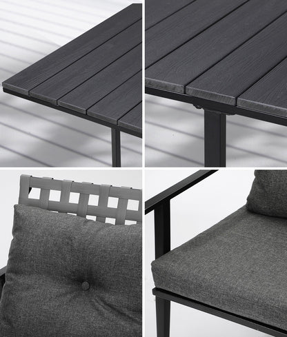 Livsip 5PCS Outdoor Dining Set Black Table and Rattan Chairs-Outdoor Dining Set-PEROZ Accessories