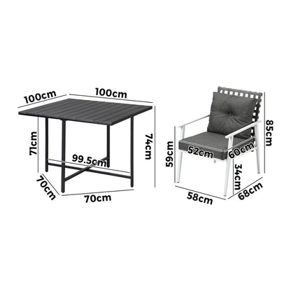 Livsip Outdoor Dining Set Balck Table Rattan White Chairs 5PC-Outdoor Dining Set-PEROZ Accessories