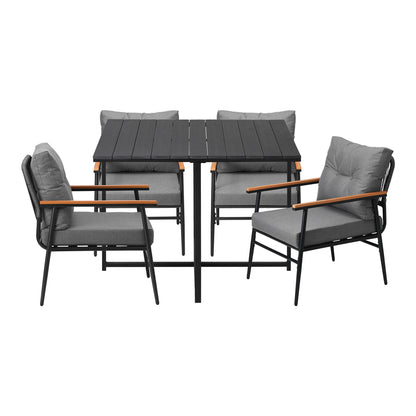 Livsip Outdoor Dining Set Garden Black Table and Chairs 4 Seater-Outdoor Dining Set-PEROZ Accessories
